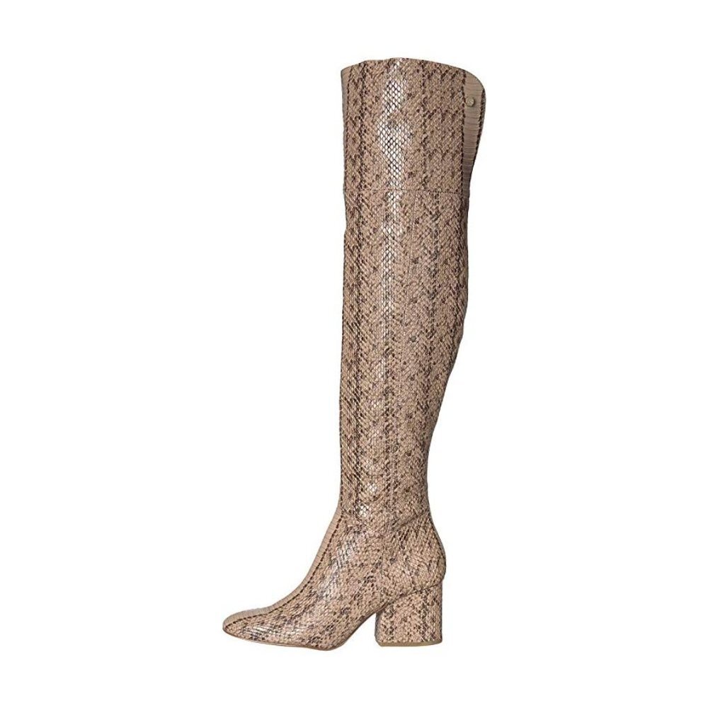 Louise et Cie Taupe Snakeskin Over-the-Knee Block Heel Boots